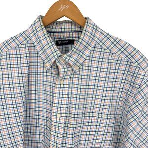 Cremieux Plaid Button Down Shirt Mens Size 2XB Short Sleeves Casual Party Cotton